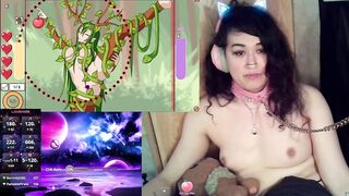 GREATER AMOUNT Monster Angel Incursion Catgirl Transgender cute collared gamer plays during the time that her viewers control a vibrating plug and oral pleasure machine