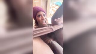 Blowjobs in the backyard! Large Ramrod Trans Angel Vanniall Seduces Wood Hauler For Outdoor Blow job & Hard Anal Pounding