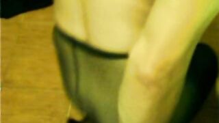 Anal tranny sissy doxy stuffs very lengthy sex-toy in her booty in panyhose