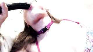 Deepthroat & Mouth Bulge for collared gal