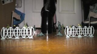 Massive Crossdresser in Ebony Patent Bebe Sandals vs the Army (teaser)