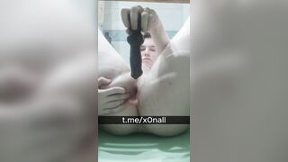 cute transfem playing with her constricted gap