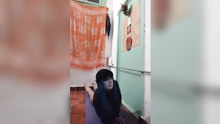 Cute slender Femboy doing exercises and Stretching