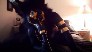 Sucking a Large Ebony Horsecock toy