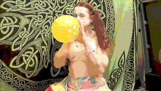Creepy Clown Inflating and Playing With Balloons