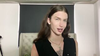 TS Floozy get's drilled in the booty by model with large rod after sucking cock