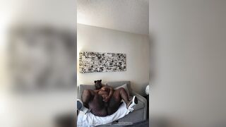 Black granny with a large butt jerks off