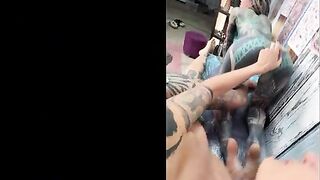 Tattoo Session Gone Smutty - Pierced Vagina Licking and Anal Play
