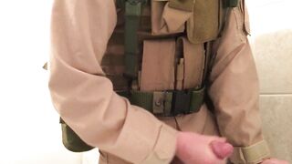 US Marine in has a Quickie in Battle Uniform (Spunk flow)