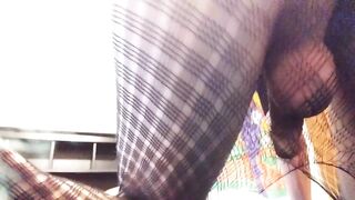 Trans Goddess sits on your face and calls u a nice male in fishnets