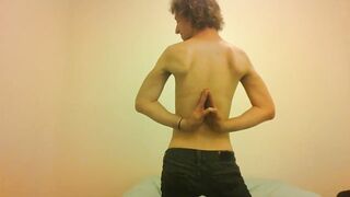 Topless Transgirl Surprised at Her Own Flexibility