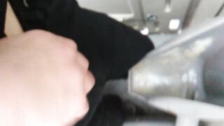 POV Transgirl In Porta Potty Struggling to Get Panties Off Due To Cold Hands