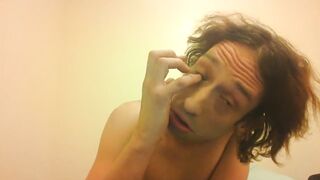 Topless Transgirl Touching Her Eyes