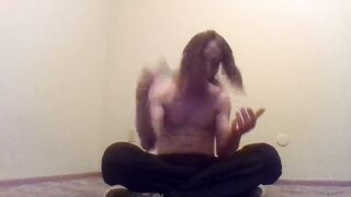 Topless Transgirl Brushing Her Own Hair