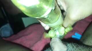 MASSIVE Vibrating sex tool on large FTM love button (closeup POV)