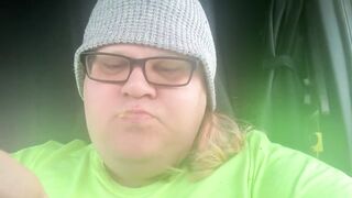 Corpulent tgirl wench stuffs chubby face