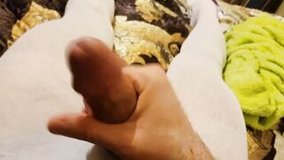 Sissy Crossdresser Jizz flow a Lot with his Large Weenie Masturbating Stroking
