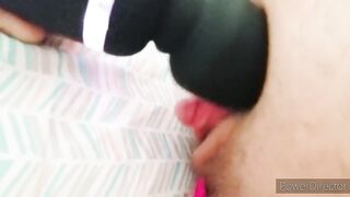 using a wand to make my t-cock cum