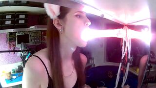 Cветящийся дилдо глубокая глотка LED vibrator
