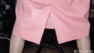 Peach petticoat with a slippery smooth satin lining.