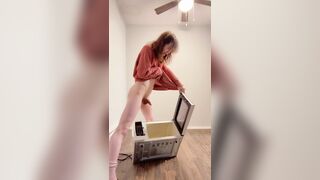 Desperately peeing !! Peeing in microwave, fridge, drawer and real accident :three + sex-toy riding - IzzyNaughty X Compilation #three