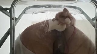 Obese Booty Trans Gwen Tennyson Facesitting and Anal Banged with Creampie throughout Clear Chair for the 1st Time