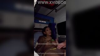 Glamorous hung t-girl (Laura Saenz) back of ambulance strokes