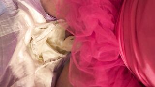 Open diaper sissy chastity pee