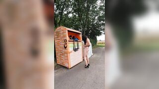 Throwing away clothing and walking undressed in public