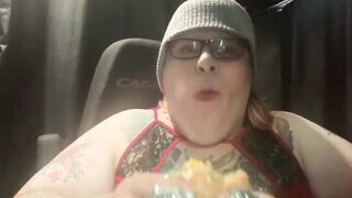 Fatso stuffs her face