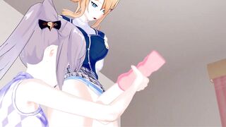 Keqing uses a onahole on futanari Jean.