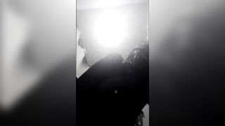 TS cum in chastity cage in dressing room