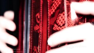 Teaser with PVC corset, leather leggings, lace underware and yiff cape - Emily Adaire TS darksome funeral