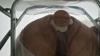 Trans Overweight Butt Gwen Facesitting and Anal Screwed with Creampie throughout Clear Chair