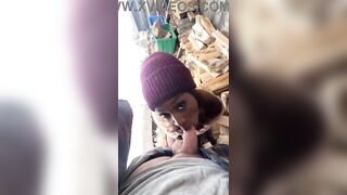 Blowjobs in the backyard! Large Schlong Trans Gal Vanniall Seduces Wood Hauler For Outdoor Oral job & Hard Anal Pounding