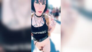 Emo Femboy Walks the Streets In Leather