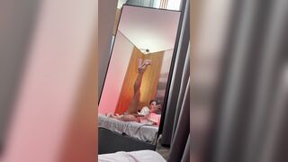 Wonderful femboy in heels plays with his shlong in the bedroom