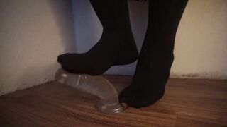 Foot Fetish Play with Dildos - 1st Time - Nylons and Fishnets