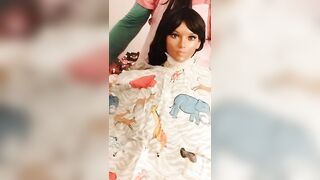 Nikki black sex doll colorful short hairdressing cape modeling session