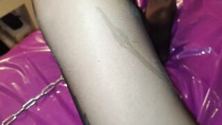 Sissy Charlotte gets overspread in a fake cum shower