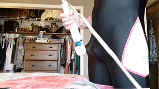 Constricted muscles massage leads to accidently cumming previous to ballet class in dance leotard