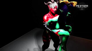 Blue Skinned Succubus Has Booty Destroyed By Futa Arch Demon - Futa - CG Porn