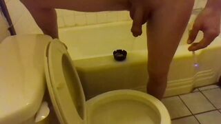 Pissing In The Water closet During the time that Standing On The Bathtub