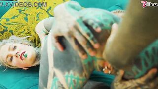 Tattooed Lesbo Toy Play Fingering and Cunt Licking
