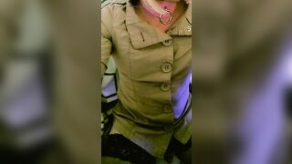 Screw me in my beige street jacket with large buttons