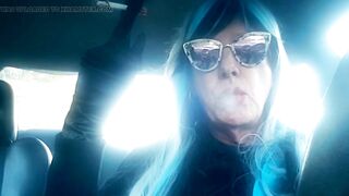 AGED CD SMOKIN' & DRIVING WITH A MB100 CIGARETTE IN HER GLOVED HAND