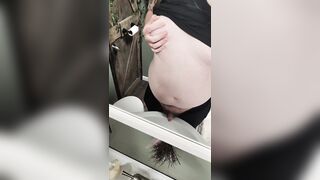 Thick trans gal feels herself up whilst pissing