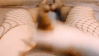 POV: Femboy in Gothic Fishnets Edges & Crushes her trans sweethearts haunches, girlcock and balls - Tgirl masturbation
