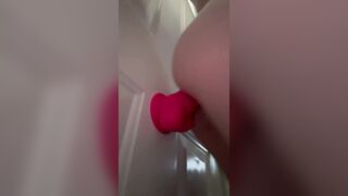 Draining the final bit of cum previous to roommate gets back, screwing myself on the front door