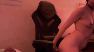 FtM wench CUMS from DOUBLE DILDOS!